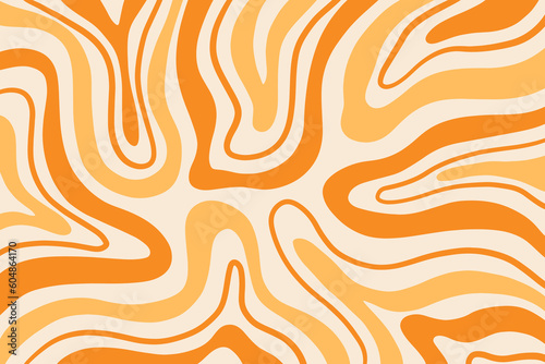 Retro Groovy Background, Trendy 70s Wavy Pattern