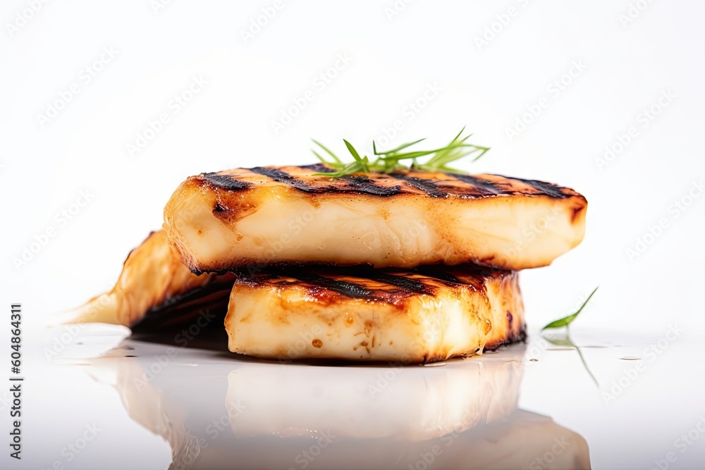 Grilled Halloumi Cheese, Fried Hellim, Grilled Halloumi, Abstract Generative AI Illustration Grilled Halloumi Cheese, Fried Hellim, Grilled Halloumi, Abstract Generative AI Illustration