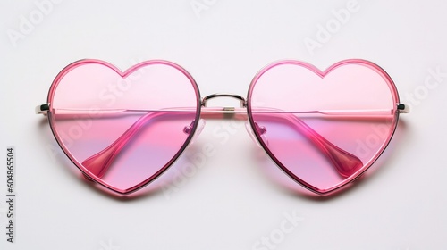 Mirrored Pink Heart Shaped Sunglasses. Generative AI
