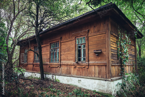 Wooden house in Pripyat abandoned city in Chernobyl Exclusion Zone, Ukraine © Fotokon