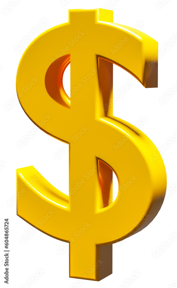 Finance and business symbol. Gold dollar sign isolated on png transparent background Finance and business symbol. Gold dollar sign isolated on png transparent background