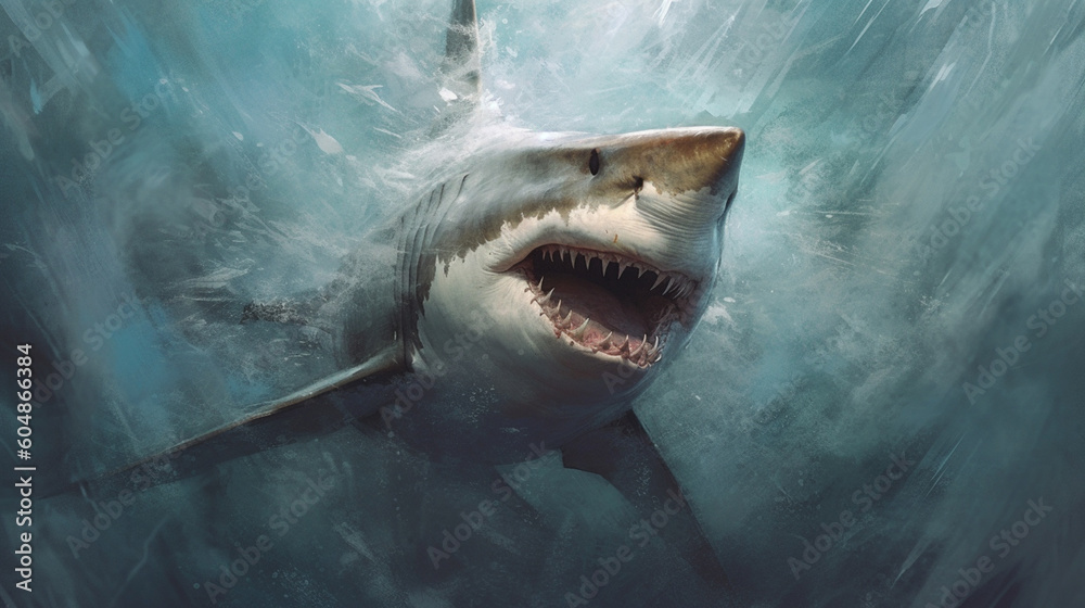 Fototapeta premium A shark with a mouth open