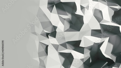 Abstract Low Poly White 3D Surface in loopable Background Animation.