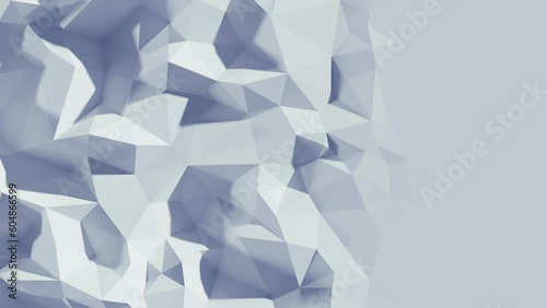 Abstract Low Poly White 3D Surface in loopable Background Animation.