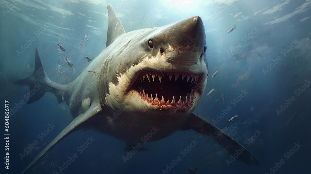 Naklejka premium A shark with a mouth open