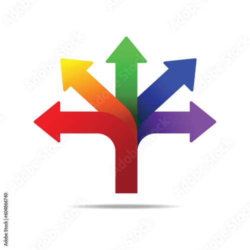 Five way direction arrow icon isolated on background vector illustration.