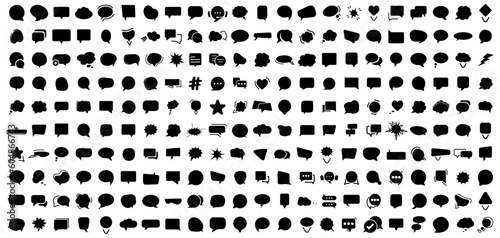 Speech bubble collection. Set of black comment speech bubble. Black chatting bubble collection