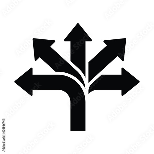 Five way direction arrow icon isolated on background vector illustration.