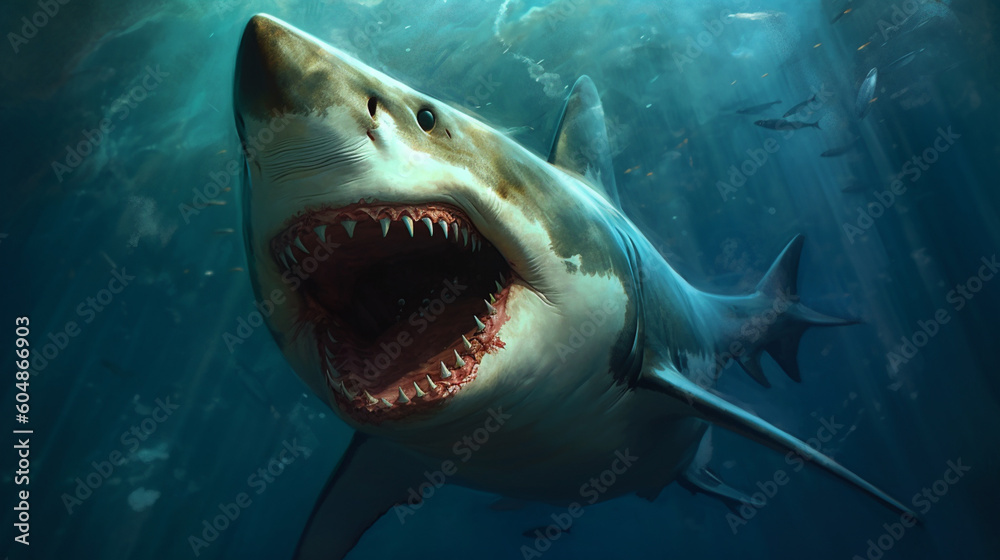 Obraz premium A shark with a mouth open