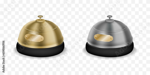 Realistic service bell collection. Set of service bell with shadow