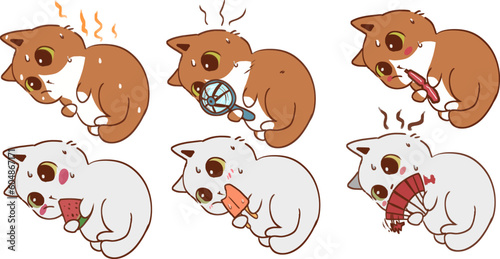 The little cat is hot and cute. vector illustration For decoration. transparent background no background