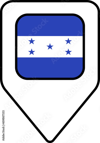 Free Download Honduras flag map pin navigation icon, square design. - GFXLoad