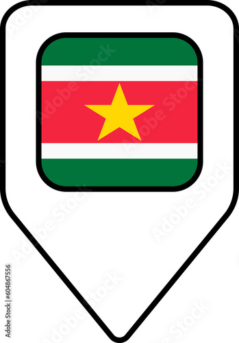 Free Download Suriname flag map pin navigation icon, square design. - GFXLoad