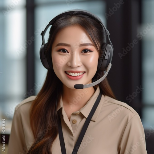 Female agent working with headset 4