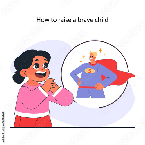 Modern positive parenting concept. How to raise a brave child