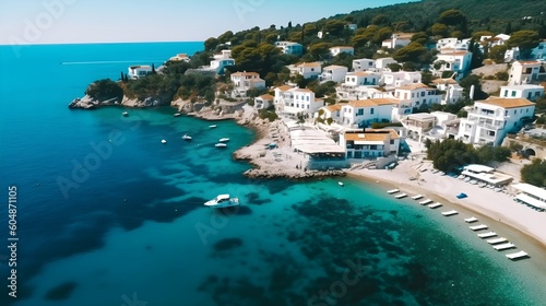 Landscape view on Sicily Coast, Ship, Gulf of Sicily, generative AI