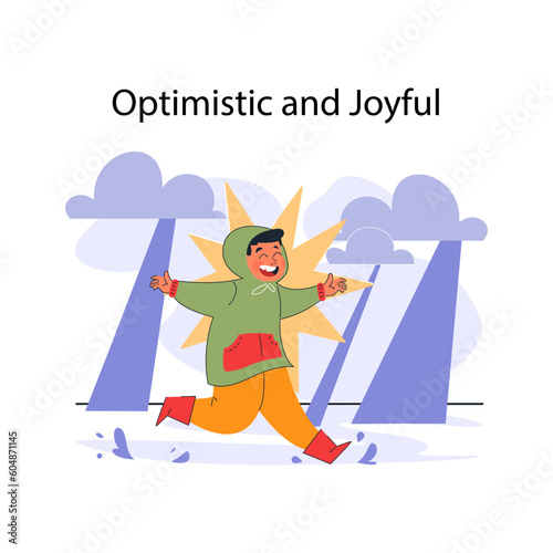 Child with extroverted individuality. Optimistic and joyful little kid