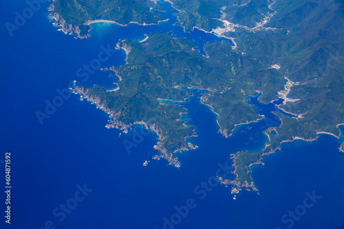 リアス式海岸の航空写真