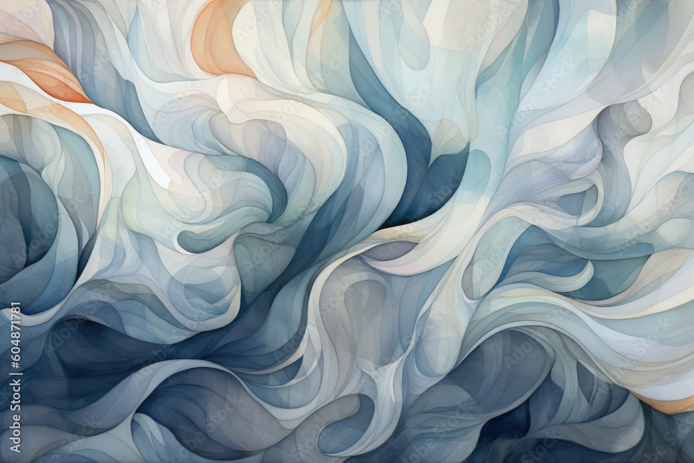 Obraz premium Background of an image of a watercolor painting of an abstract artwork, in the style of a luxurious drapery, light navy and dark gray. Generative AI