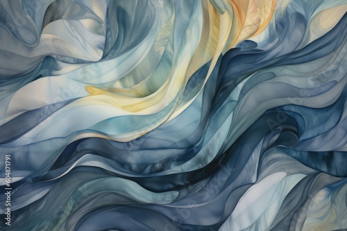 Background of an image of a watercolor painting of an abstract artwork, in the style of a luxurious drapery, light navy and dark gray. Generative AI