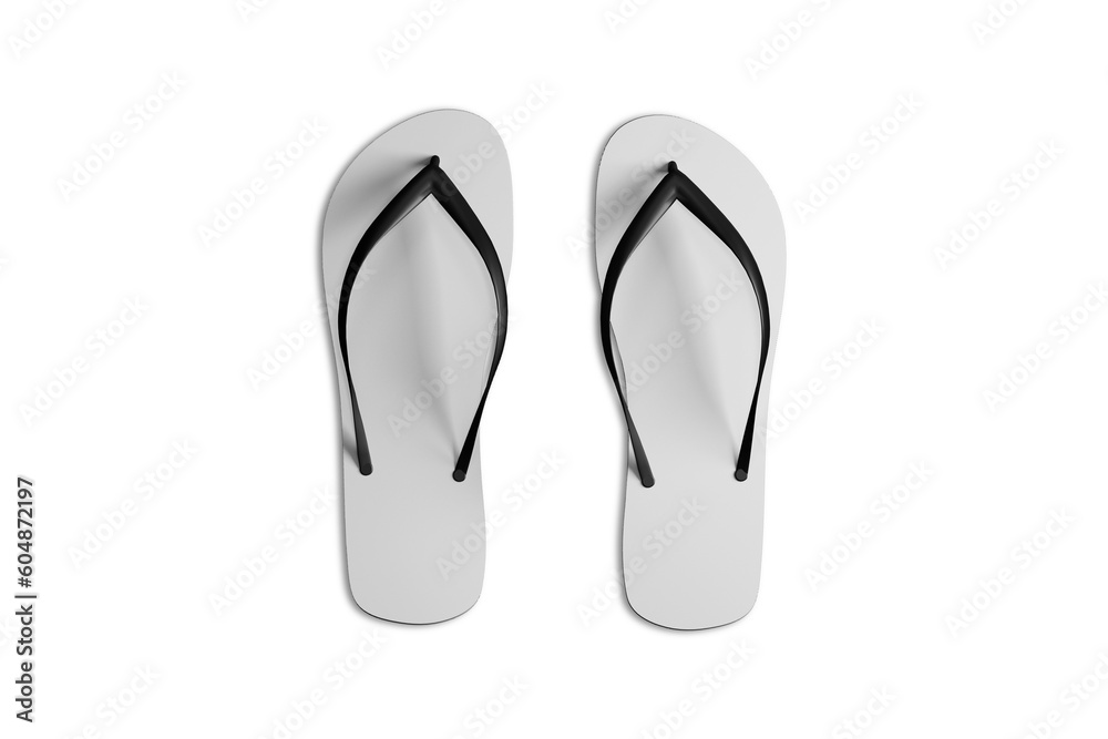 Blank rubber sandal flip flop slippers template mockup isolated over white background.3d rendering. Blank rubber sandal flip flop slippers template mockup isolated over white background.3d rendering.