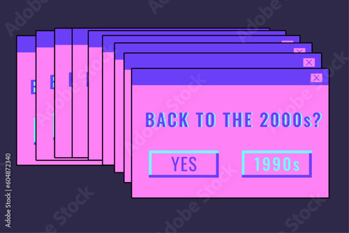Vector illustration of retro pc element. Old computer aestethic elements. Nostalgia for 1990s -2000s. Isolated background.