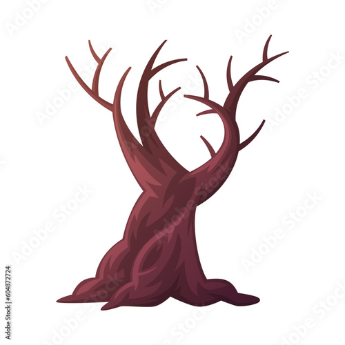 Dry Bare Tree as Desert Element Vector Illustration