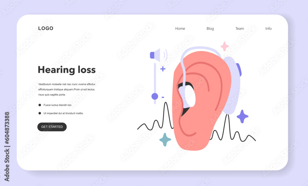 Fototapeta premium Digital hearing aid. Neuroprosthesis to a deaf person. Hearing loss