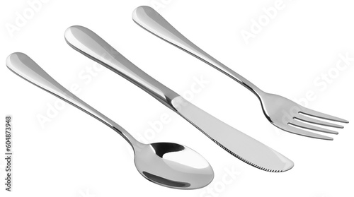Fork  Knife  Spoon  cutlery isolated on white background  full depth of field