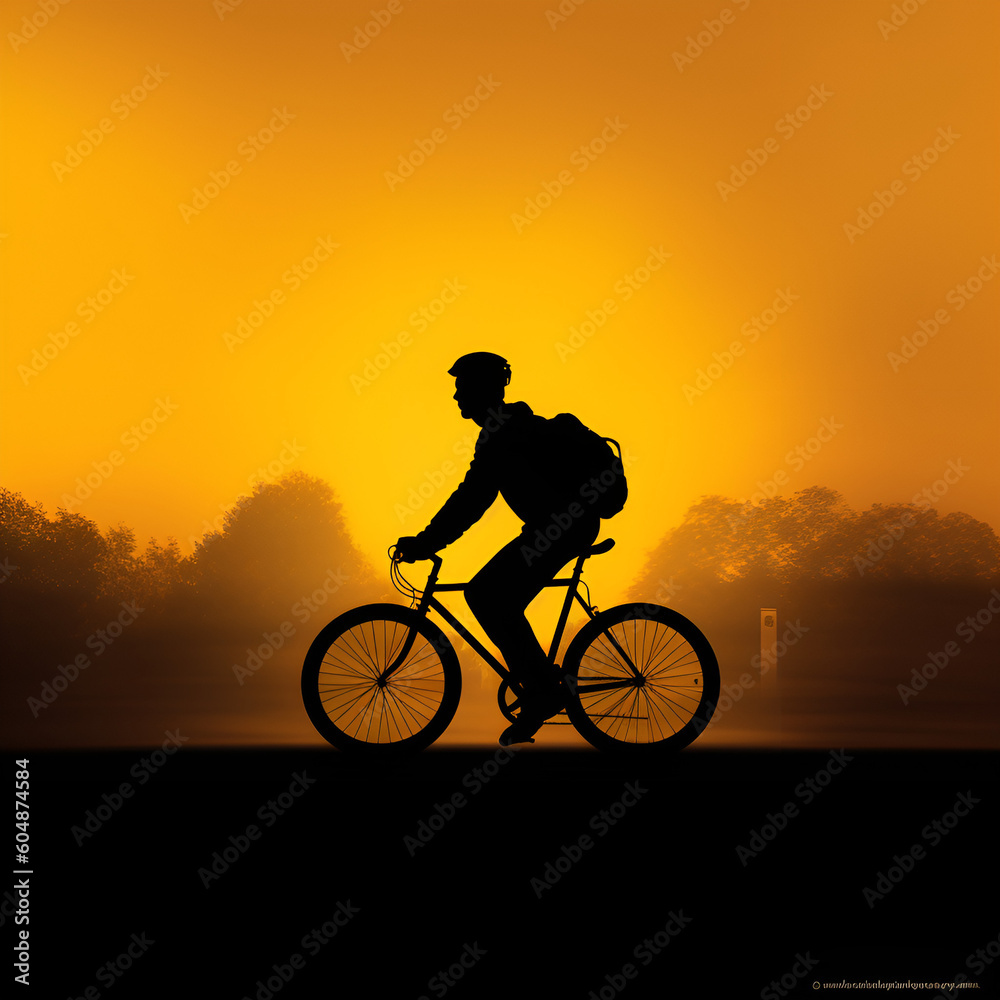 Beautiful light mountain biker silhouette
