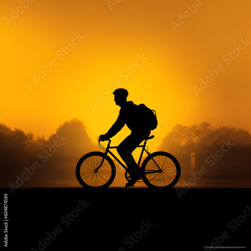 Beautiful light mountain biker silhouette © safia