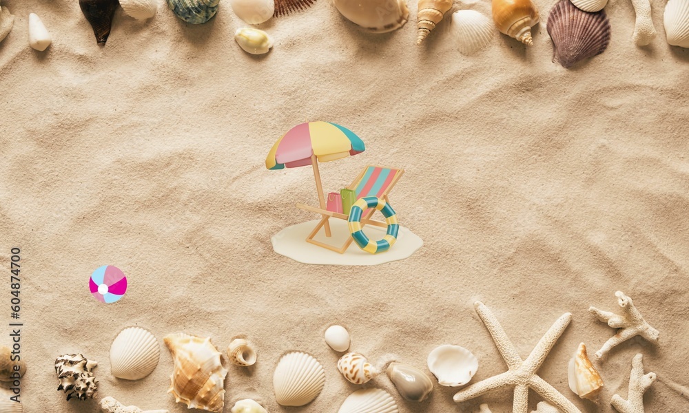 Naklejka premium Verano Dibujo Fondo imagen de arena de playa