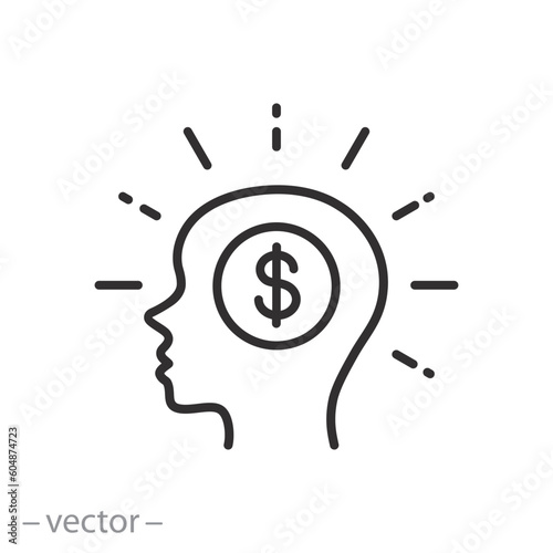 intrinsic motivation icon, need in money, financial motives, thin line symbol - editable stroke vector illustration