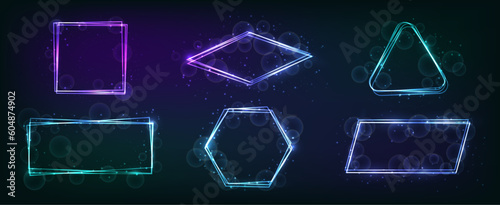 Neon frame with shining effects and sparkles