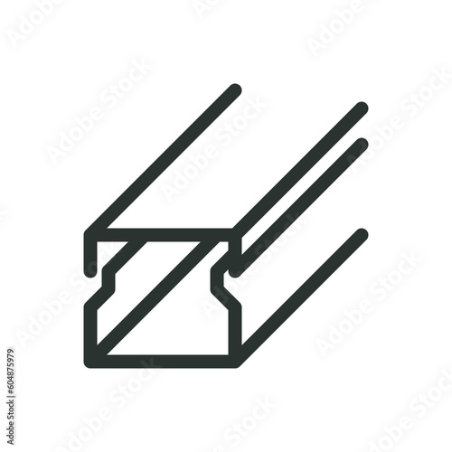 PVC cable channel isolated icon, plastic cable raceway vector icon with editable stroke