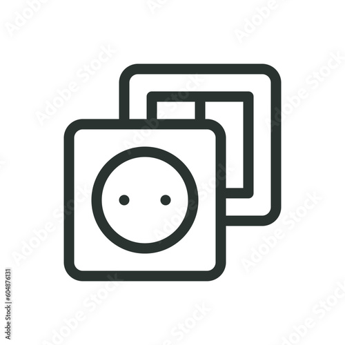 Sockets and switches isolated icon, power outlet and light switch vector icon with editable stroke