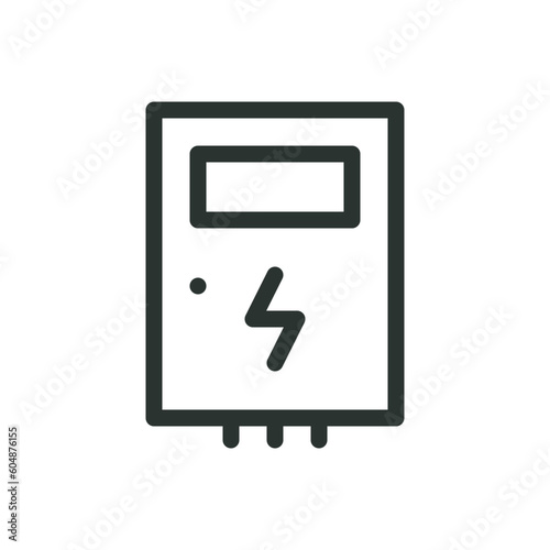 Electric box isolated icon, electrical service panel vector icon with editable stroke