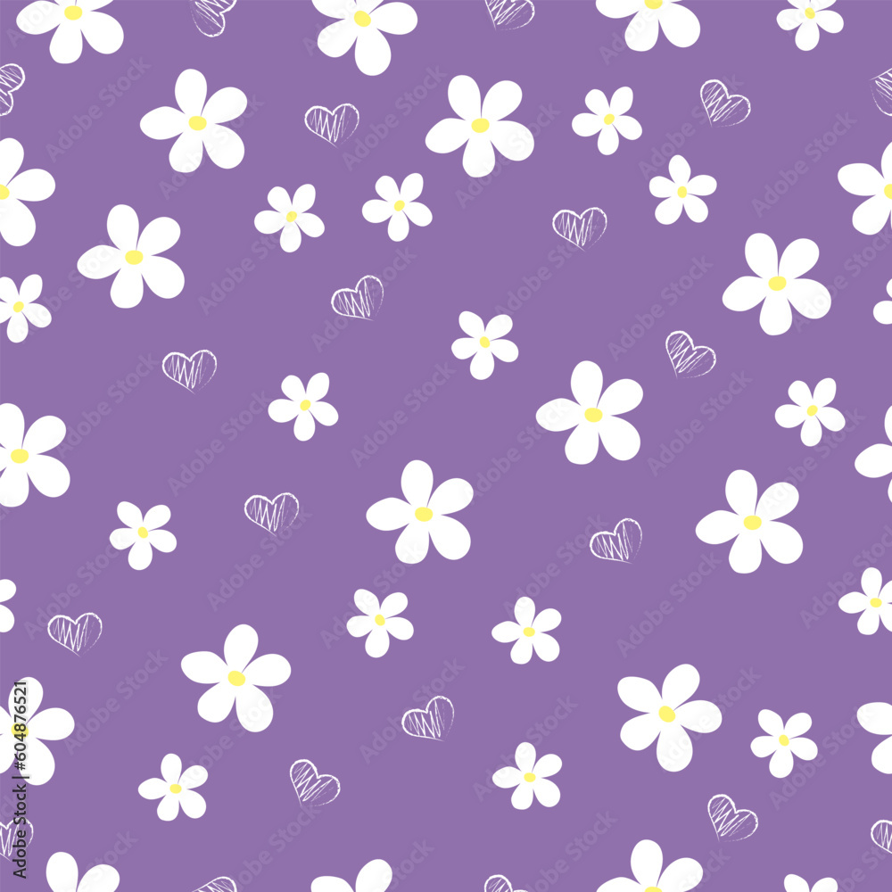 Floral pattern. Daisies on a lilac background.High quality vector illustration. Floral pattern. Daisies on a lilac background.High quality vector illustration.