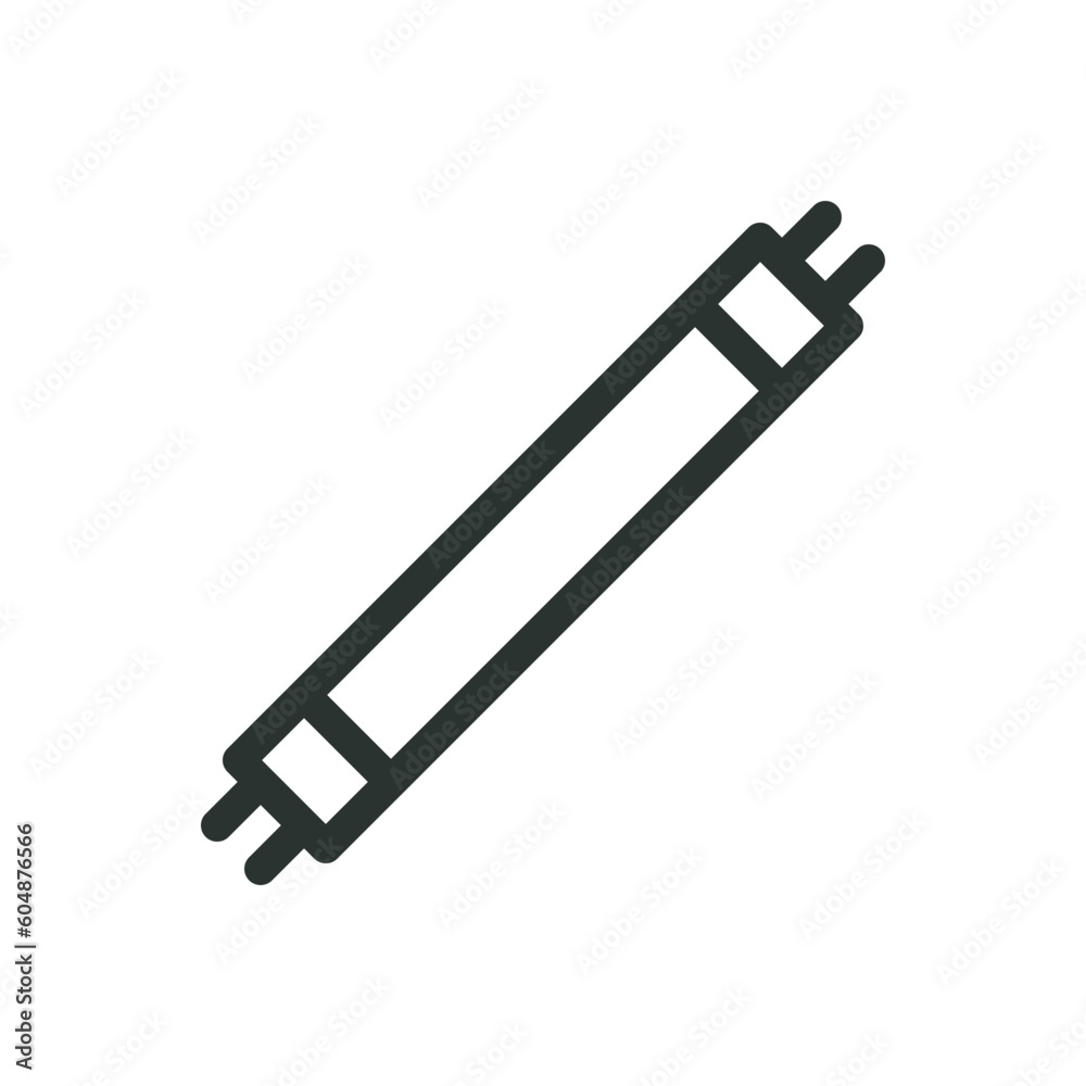 Tube light bulb isolated icon, fluorescent tube vector icon with editable stroke Tube light bulb isolated icon, fluorescent tube vector icon with editable stroke