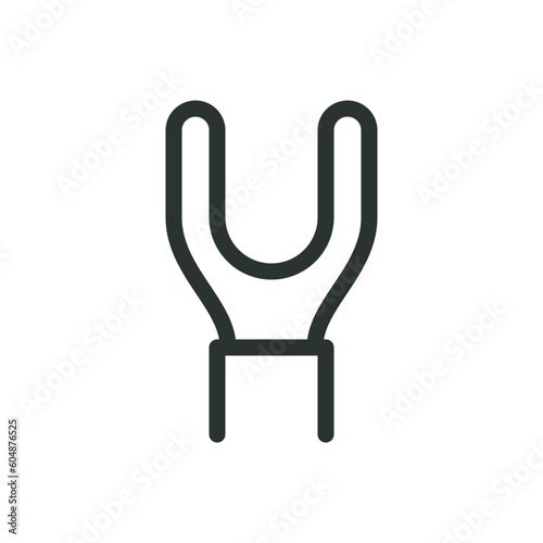 Spade terminal isolated icon, fork terminal connector vector icon with editable stroke