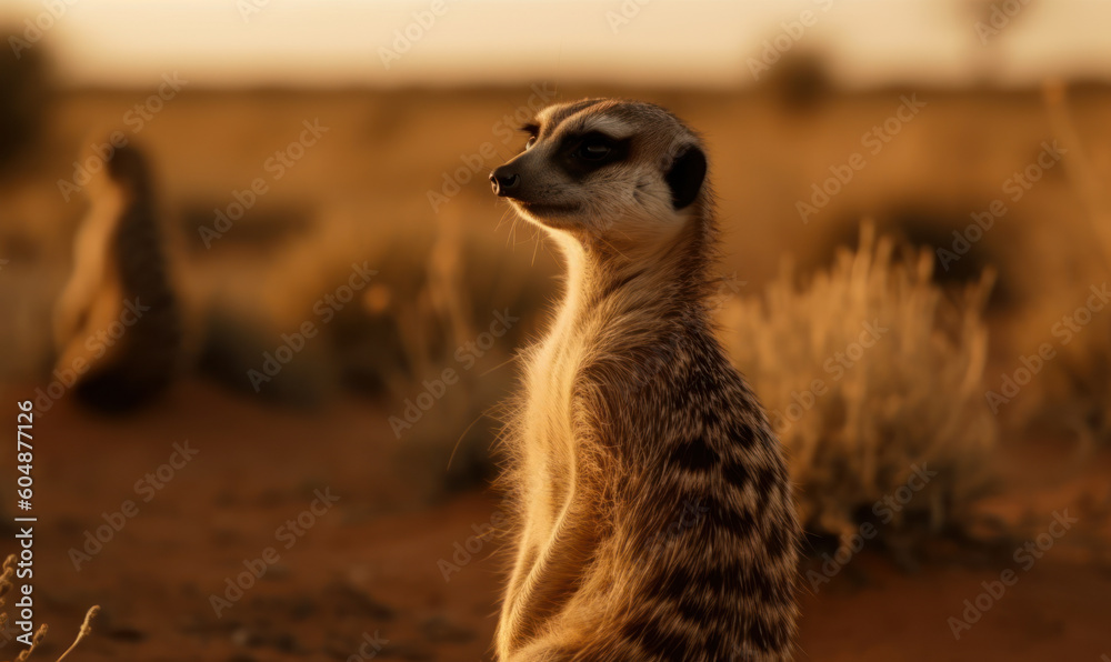 Fototapeta premium photo of meerkat in its natural habitat. Generative AI