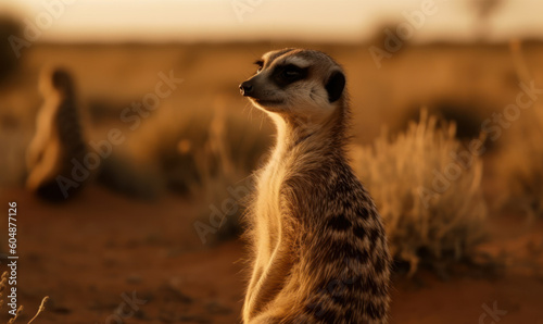 photo of meerkat in its natural habitat. Generative AI © Bartek
