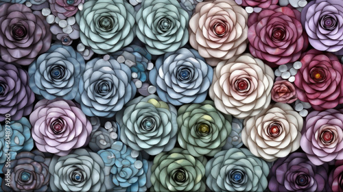 Colourful seamless ornamental rose background made in Mosaic design style