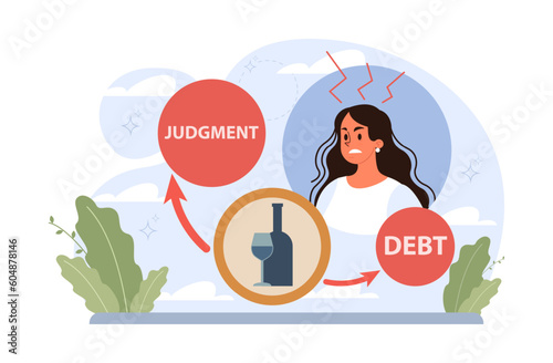 Female alcoholism. Woman suffering from hard drinking, alcohol