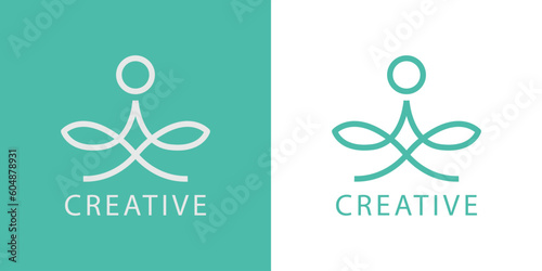 Yoga studio logo design. Meditation symbol. Zen harmony balance sign. Simple design editable