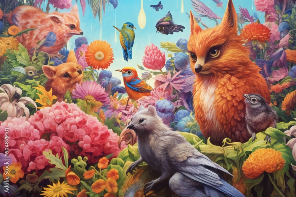 Fototapeta premium Abstract Fauna Art Background Generative AI 