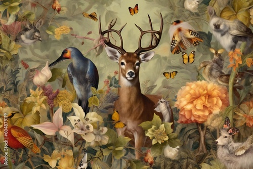 Abstract Fauna Art Background Generative AI  photo