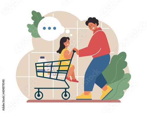 Joint parenting. Divorced spouses raising a child together. Joint physical