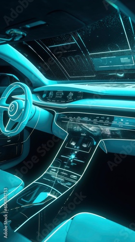 futuristic car interior design. Generative ai © JIRMoronta