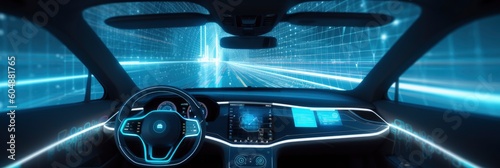 banner futuristic car interior design. Generative ai